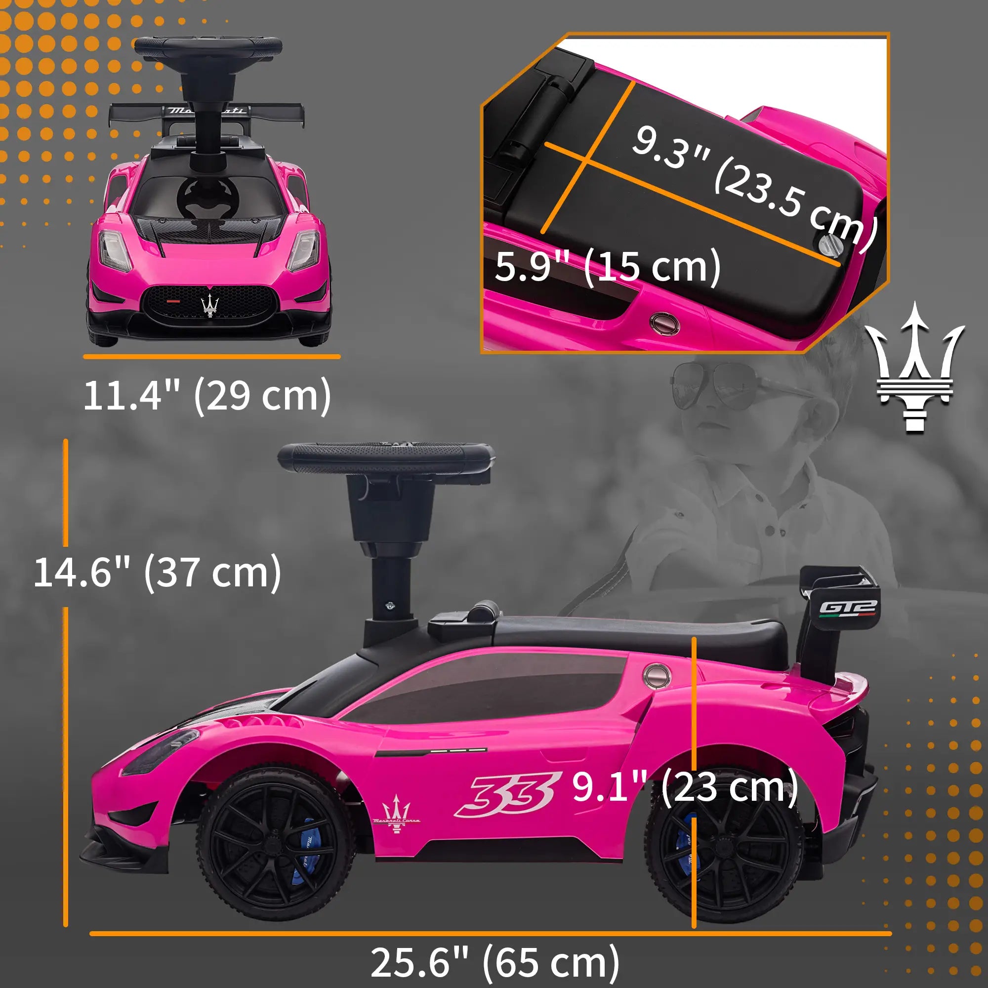 Maserati GT2 Baby Sliding Car, Storage Music Horn, 18-60 Months, Pink Push Cars for Toddlers at Gallery Canada