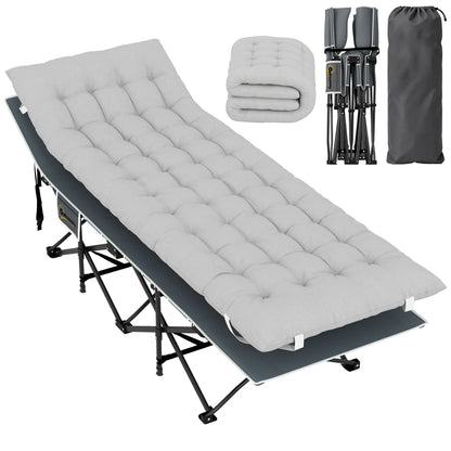 25.6" Wide Folding Camping Cot, Mattress Included, Light Grey Camping Cots at Gallery Canada