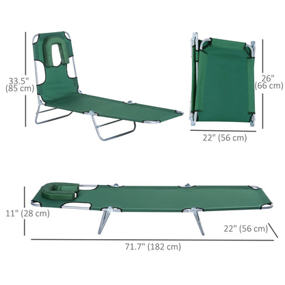 Outdoor Lounge Chair, Adjustable Folding Chaise, Green Lounger Chairs at Gallery Canada