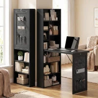 Fold-Out Computer Desk with Shelves, Bag, Wall Mount, Black