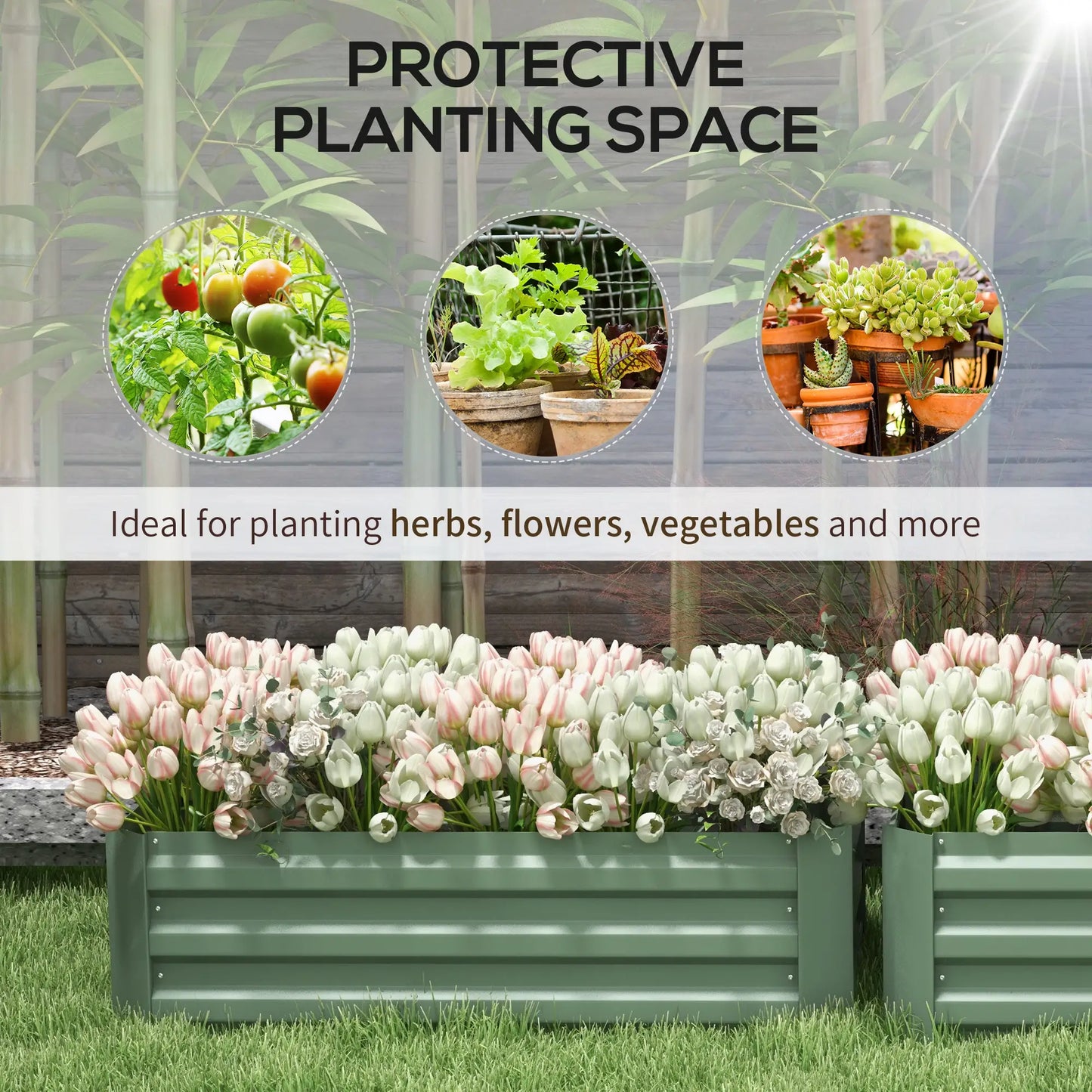 Steel Raised Garden Bed Set, 39"x20"x12", Green