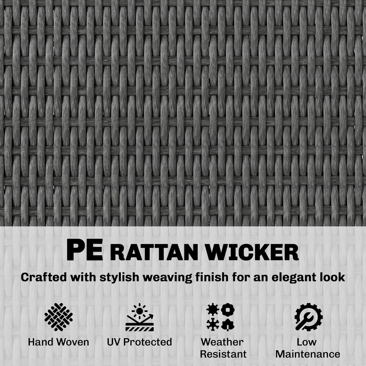 Wicker Outdoor Storage Cabinet, 2 Doors, Drawers, 2-Tier Shelf, Dark Grey Patio Storage Boxes at Gallery Canada