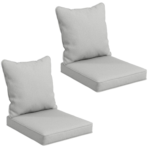 Seat Cushion Back Pillows Set of 2, Patio Chair Cushions, Light Grey, Grey
