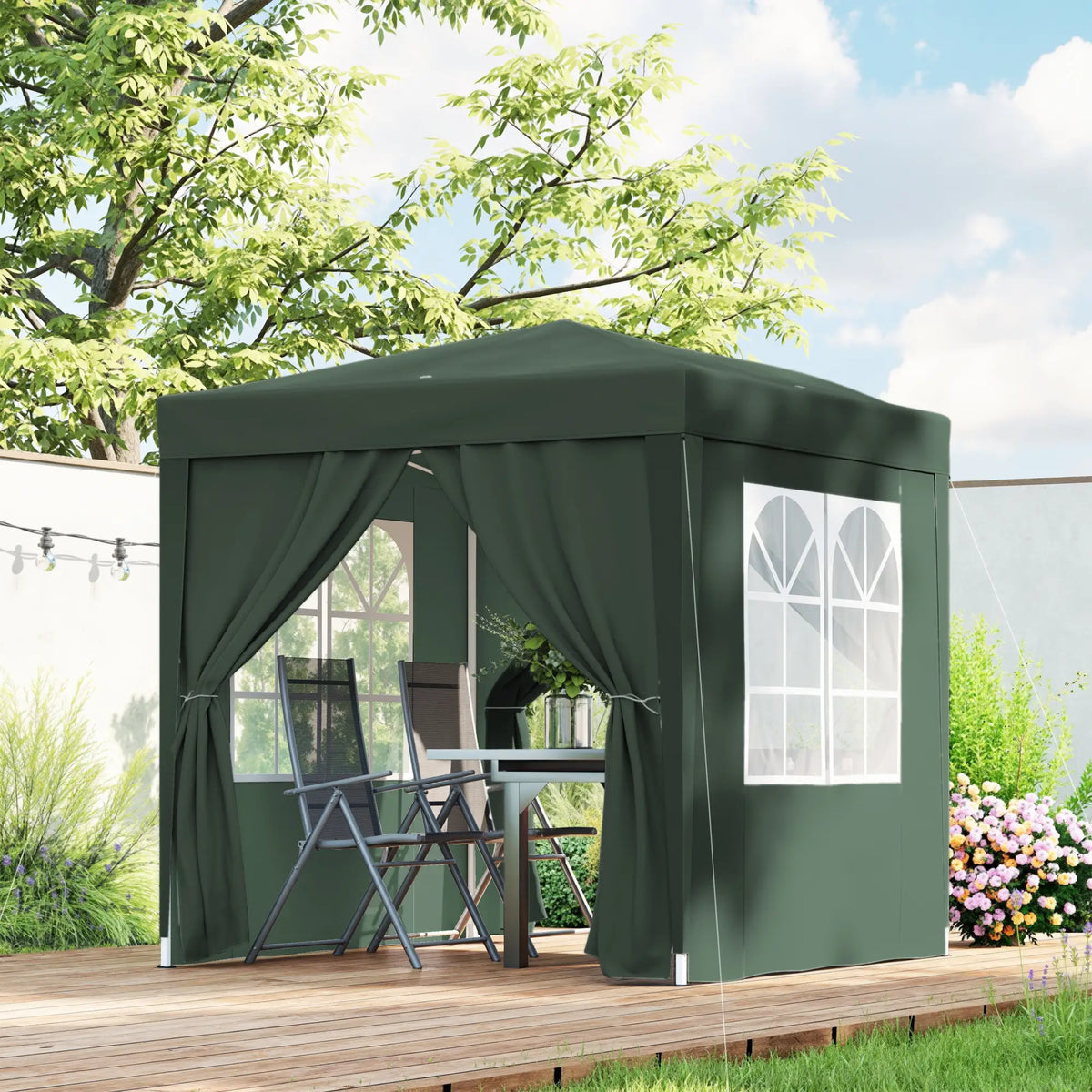 6.6'x6.6' Pop Up Canopy Tent, Instant Sun Shelter, Dark Green