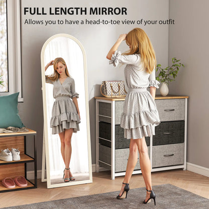 Miroir pleine longueur 64" x 21", autoportant, corps arqué, blanc