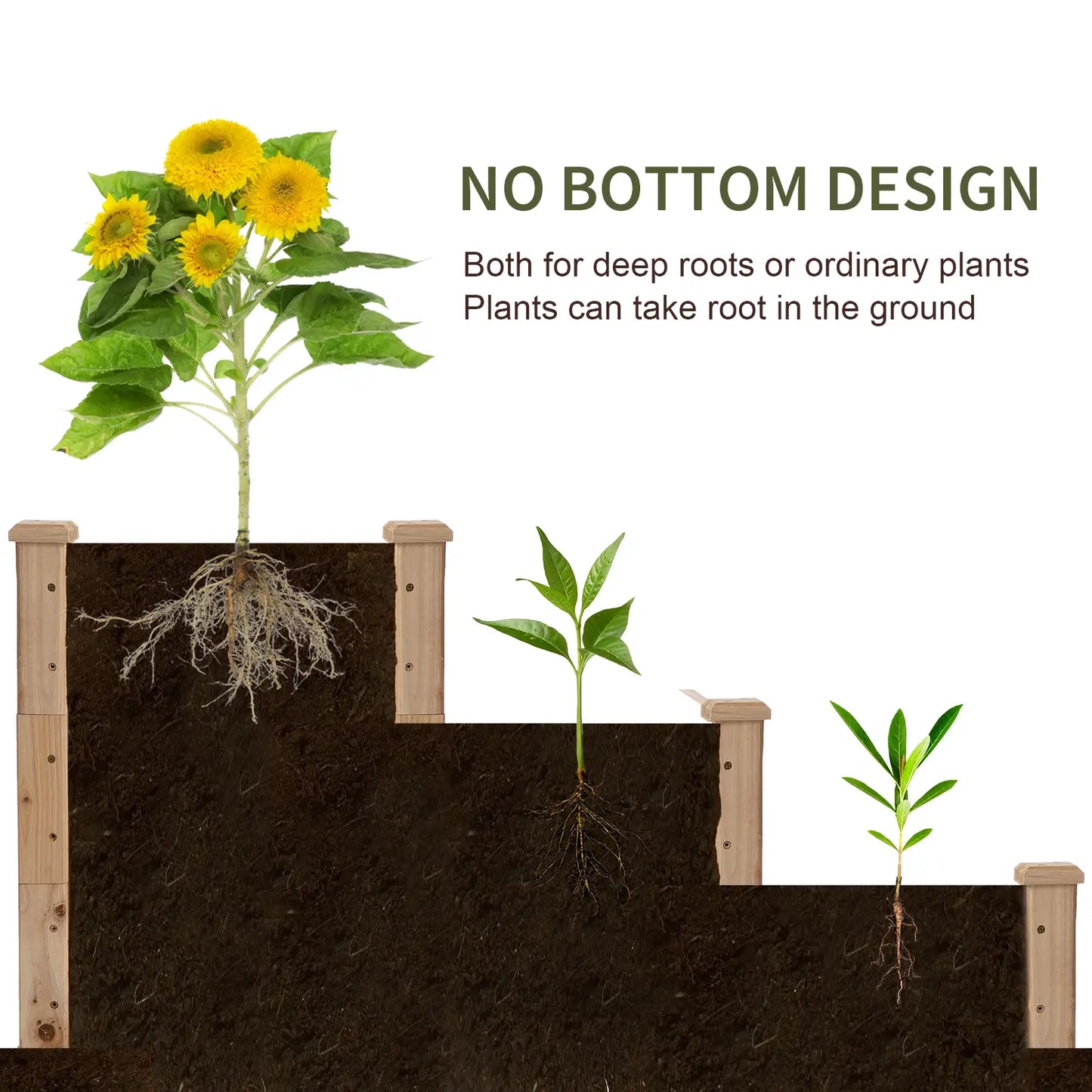 49x49x22 Inch 3-Tier Raised Garden Bed, Wooden Planter Kit, Natural Wooden Planter Boxes at Gallery Canada