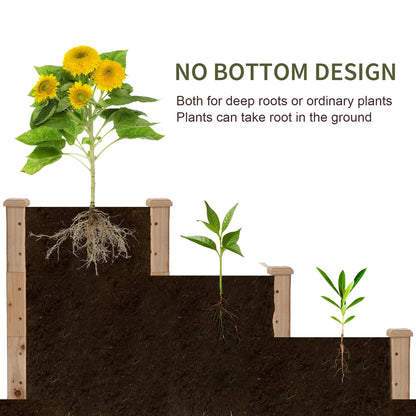49x49x22 Inch 3-Tier Raised Garden Bed, Wooden Planter Kit, Natural Wooden Planter Boxes at Gallery Canada