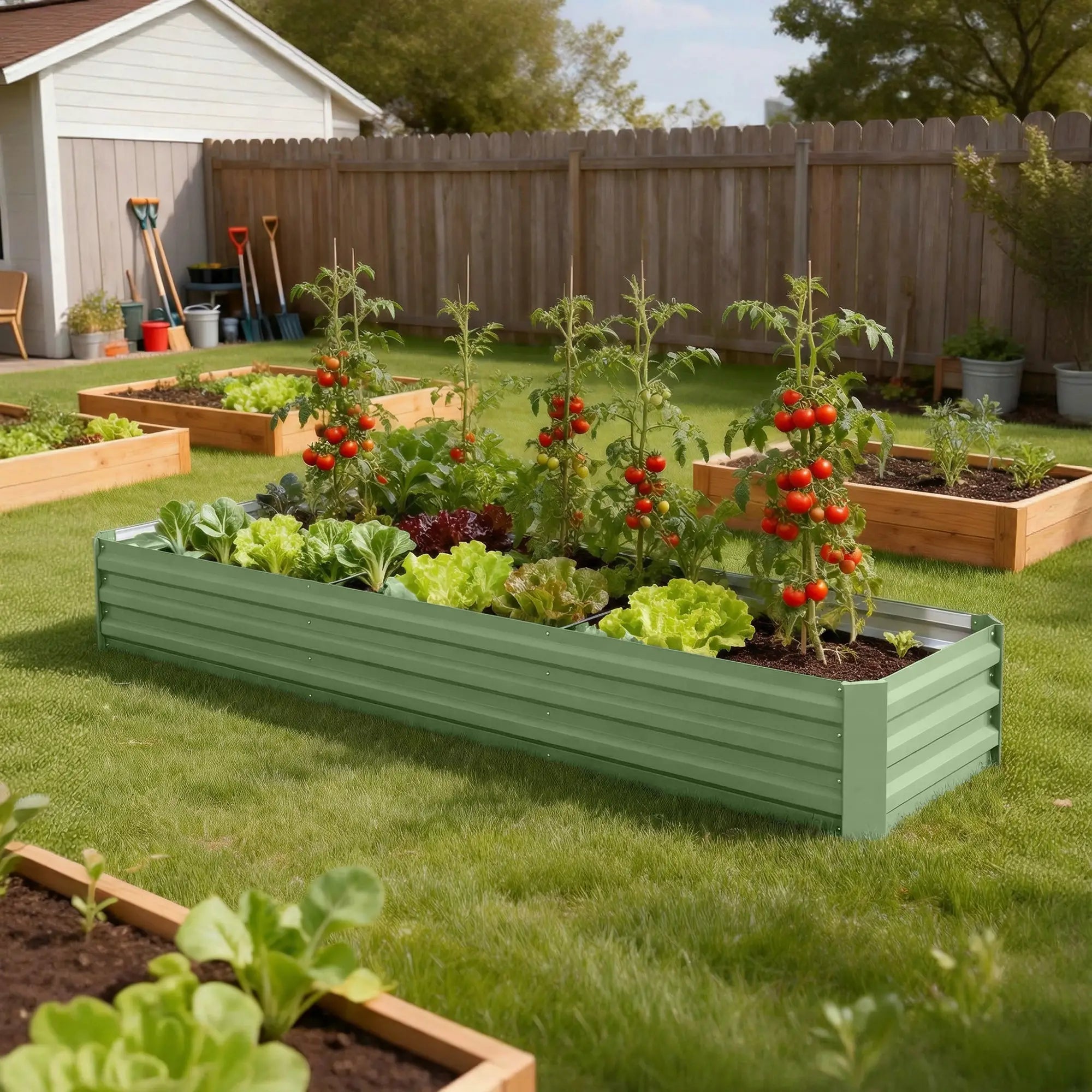 8'x2'x1' Galvanized Raised Bed, Elevated Planter Box, Light Green Galvanized Planter Boxes at Gallery Canada