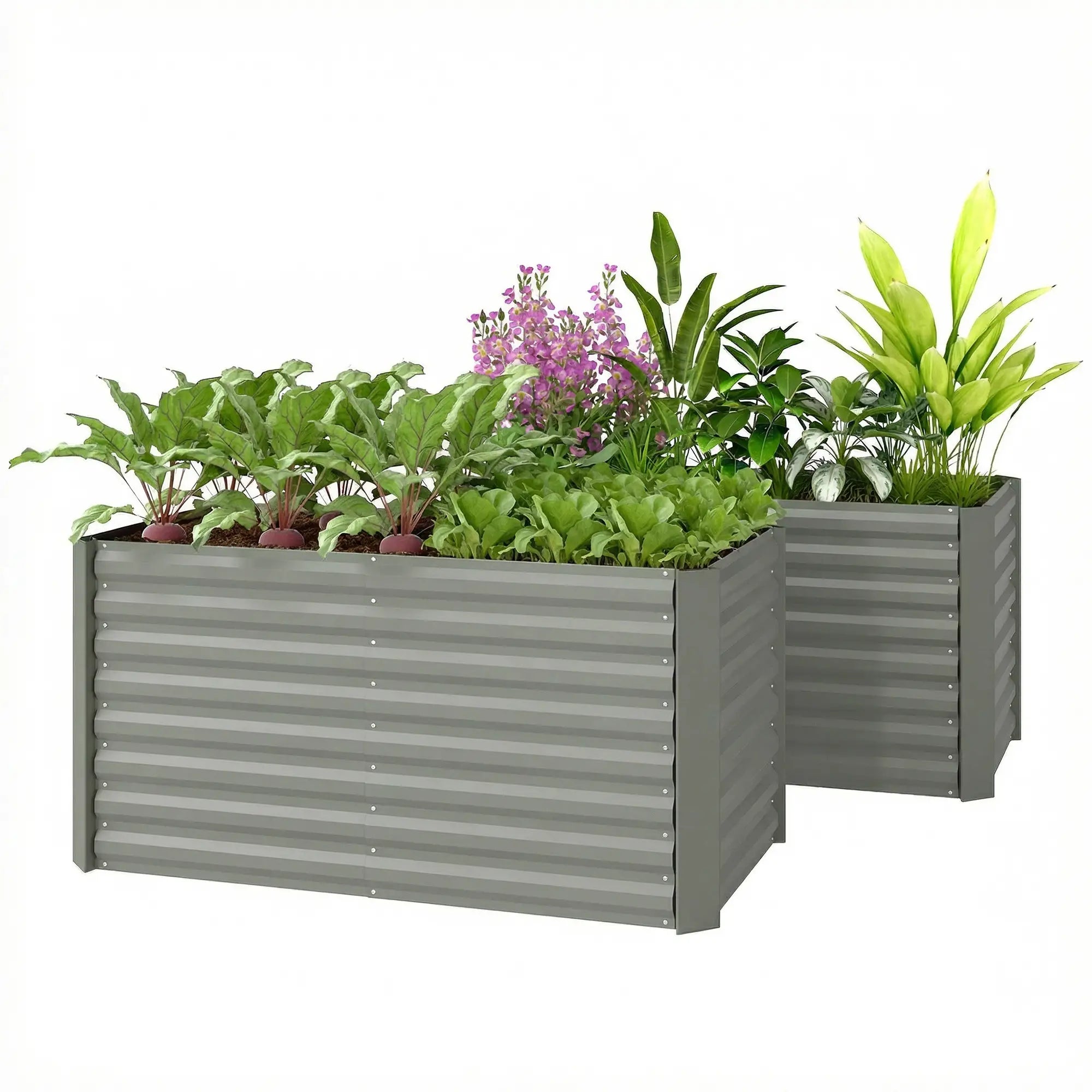 Galvanized Metal Planters, 4' x 2' x 2' Raised Garden Bed, Light Grey Galvanized Planter Boxes Light Grey at Gallery Canada