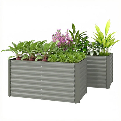 Galvanized Metal Planters, 4' x 2' x 2' Raised Garden Bed, Light Grey Galvanized Planter Boxes Light Grey at Gallery Canada