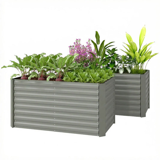 Galvanized Metal Planters, 4' x 2' x 2' Raised Garden Bed, Light Grey Galvanized Planter Boxes Light Grey at Gallery Canada