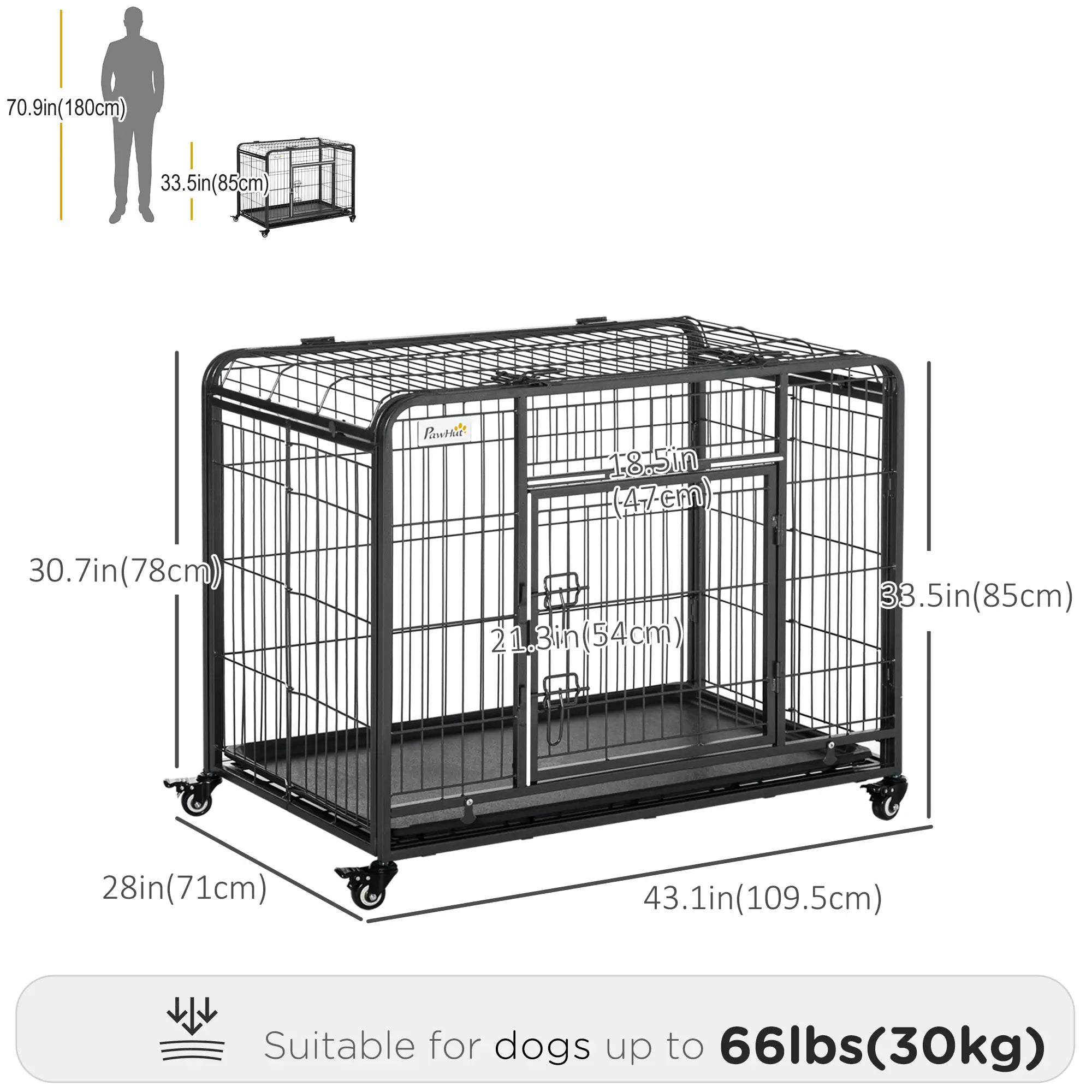 Heavy Duty Folding Dog Crate, Large Size 43