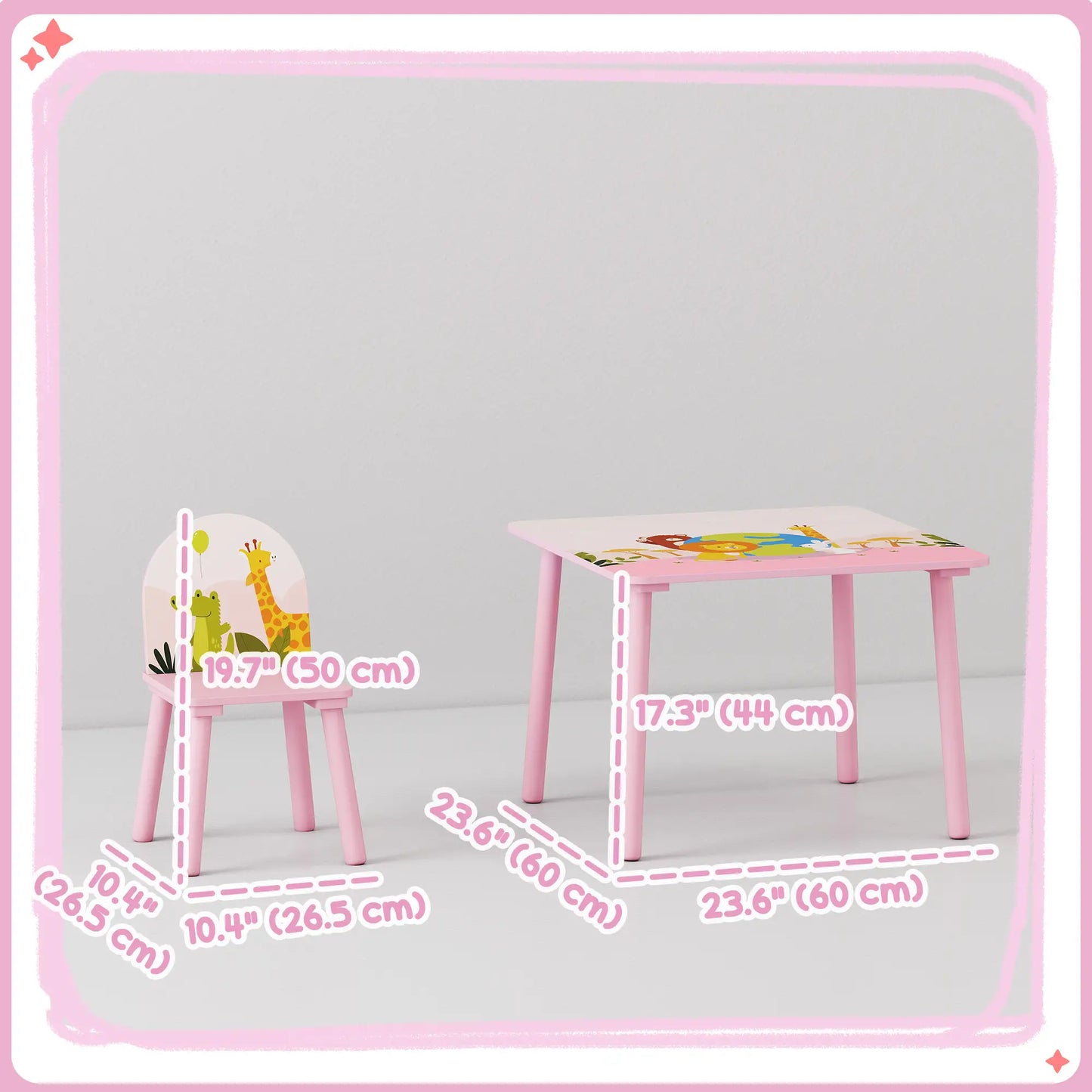 Kids Table and Chair Set, Toddler Table and 2 Chairs, Pink Kids Table Sets at Gallery Canada