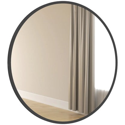 Miroir rond de 30", Cadre en métal, Miroir de salle de bain, Noir