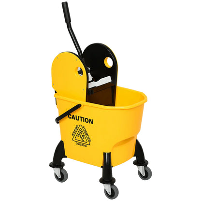 6.9 Gal/26L Mop Bucket With Wringer, Wheels, Handle, Yellow Household Supplies at Gallery Canada