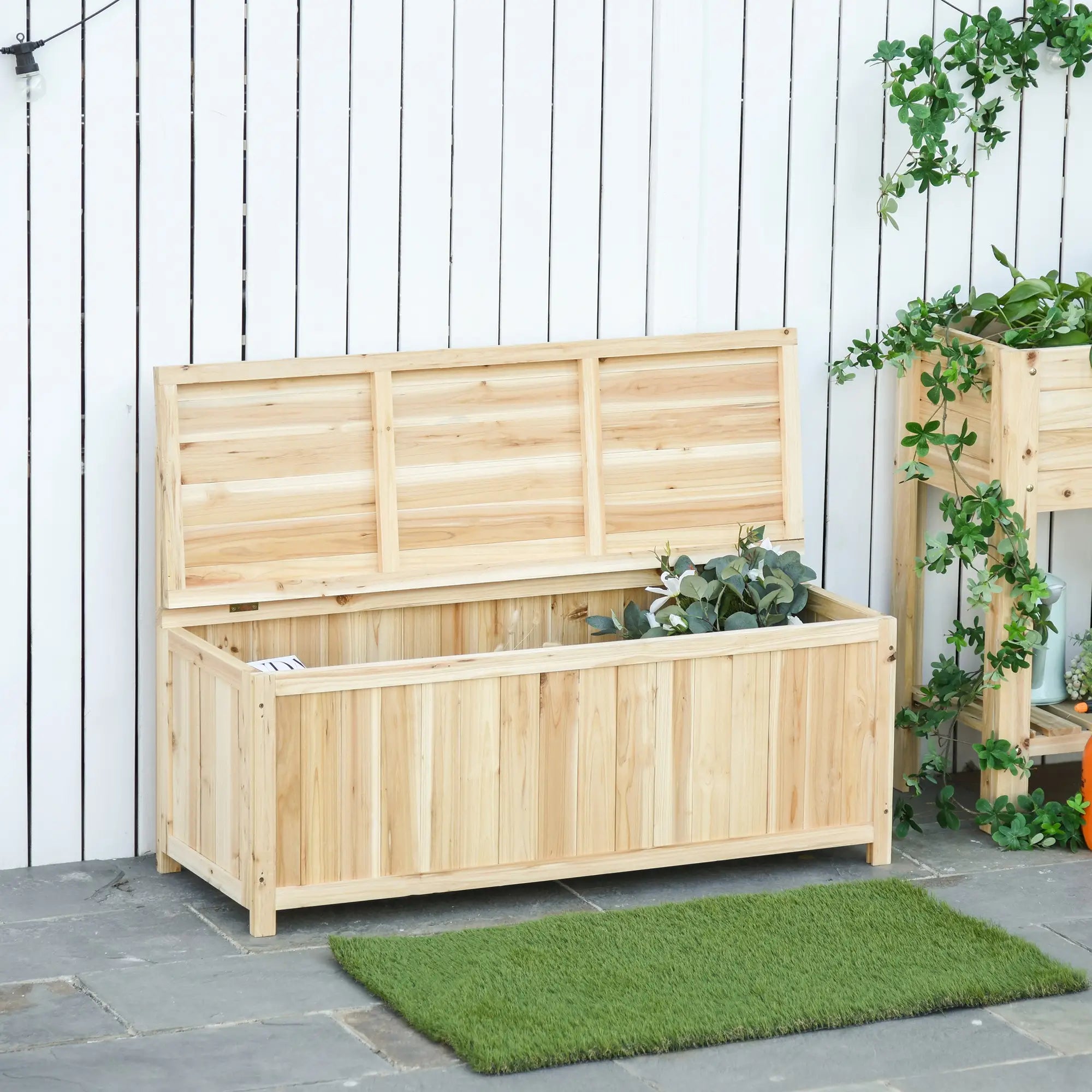 Wooden Garden Bench With Storage Box 45.3x17.7x29.5 Natural Patio Chairs at Gallery Canada