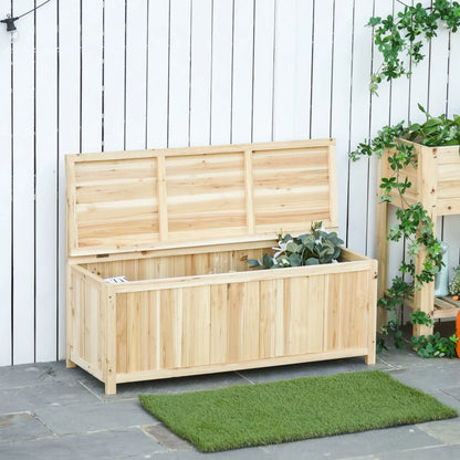 Wooden Garden Bench With Storage Box 45.3x17.7x29.5 Natural Patio Chairs at Gallery Canada