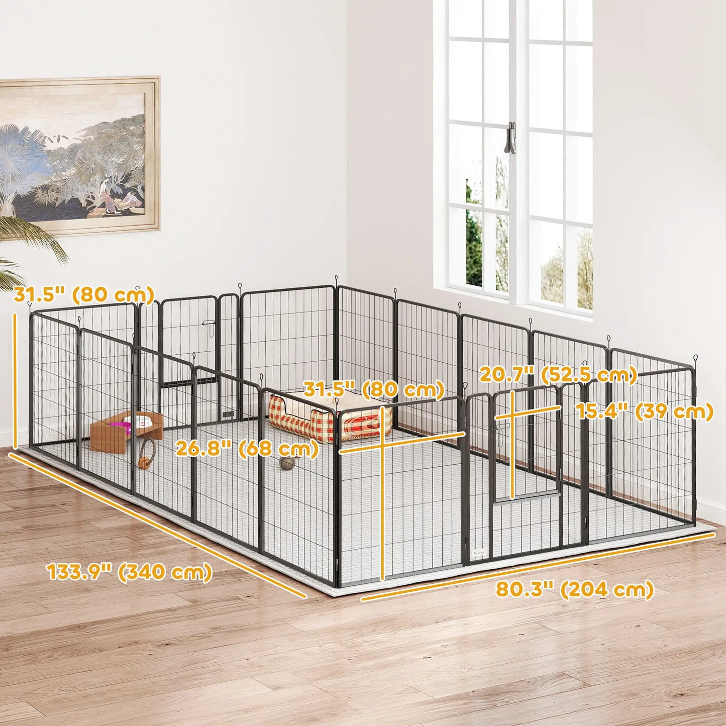 16 Panels Dog Playpen, Portable, for Medium Dogs, 31.5" H Houses, Kennels & Pens at Gallery Canada