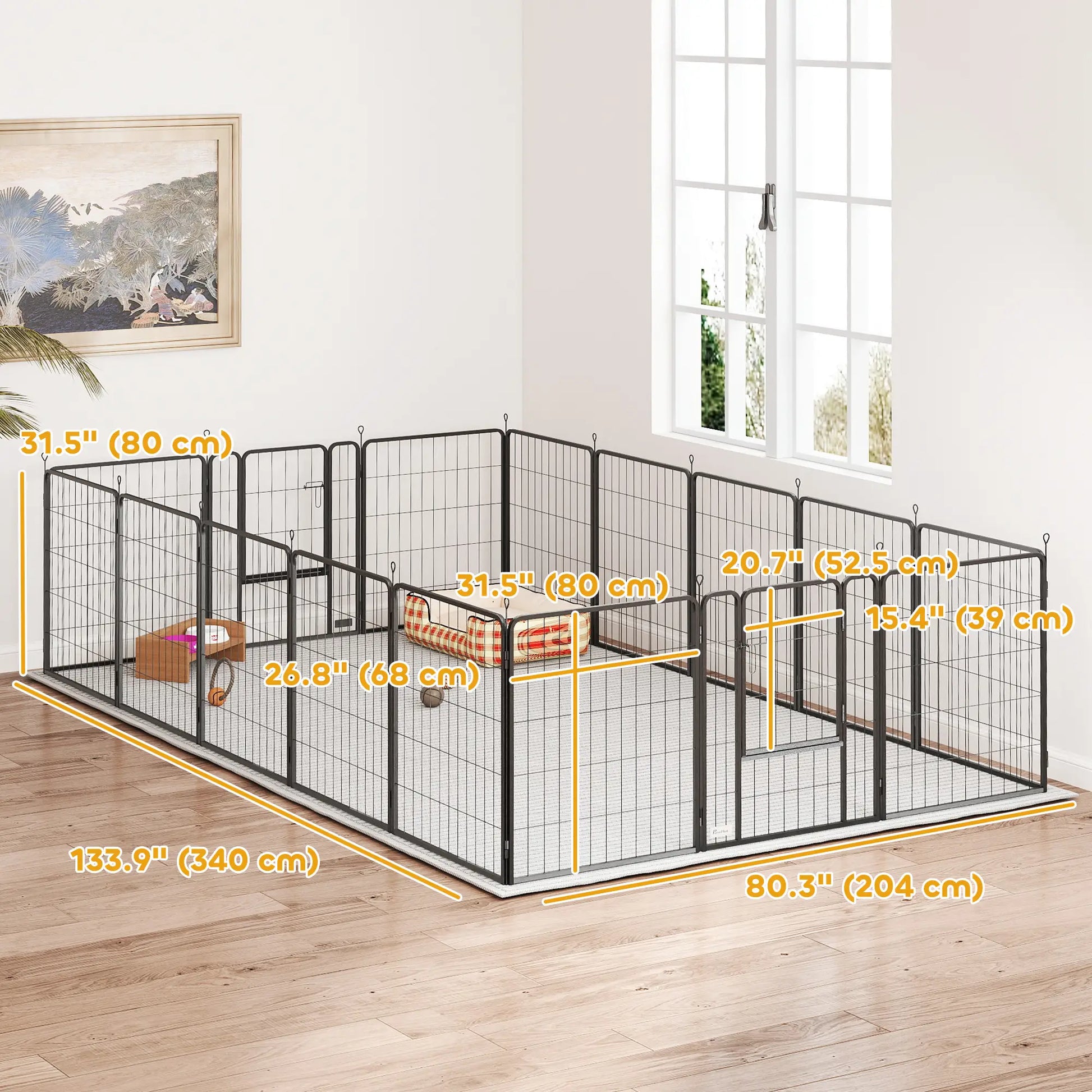 16 Panels Dog Playpen, Portable, for Medium Dogs, 31.5" H Houses, Kennels & Pens at Gallery Canada