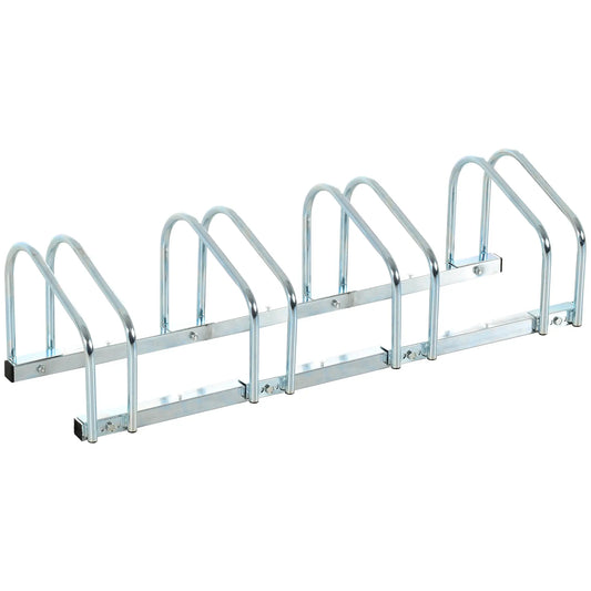 4-Bike Floor Parking Rack, Cycling Storage Stand, Garage Organizer, Silver Bike Parking Stands Silver at Gallery Canada