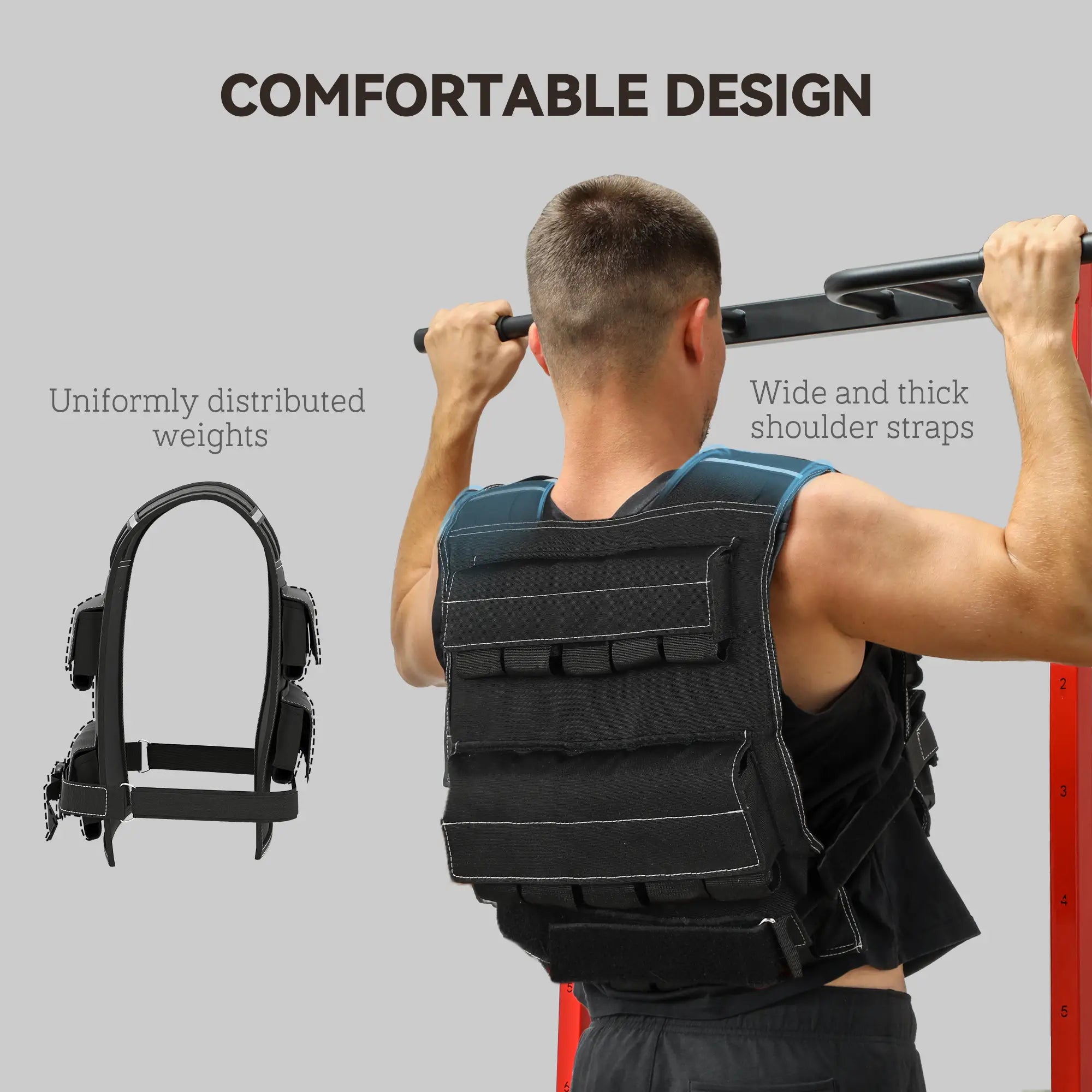 44 LBS Adjustable Weighted Vest, Snug Fit for Running Strength Training Strength Training Equipment at Gallery Canada