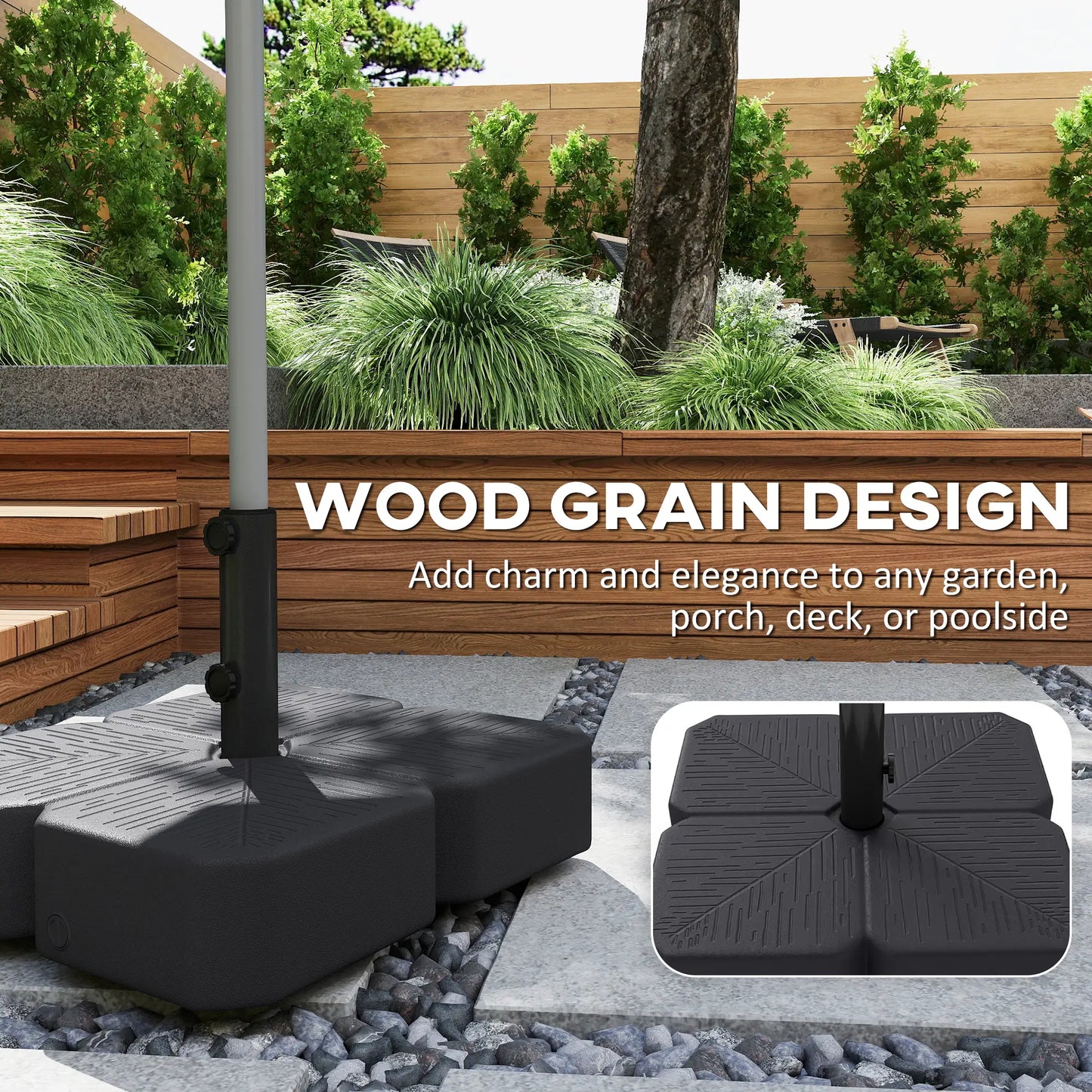Heavy Duty Outdoor Umbrella Stand, 1.5"/1.9" Poles, Wheels With Brake, Black Umbrella Bases at Gallery Canada