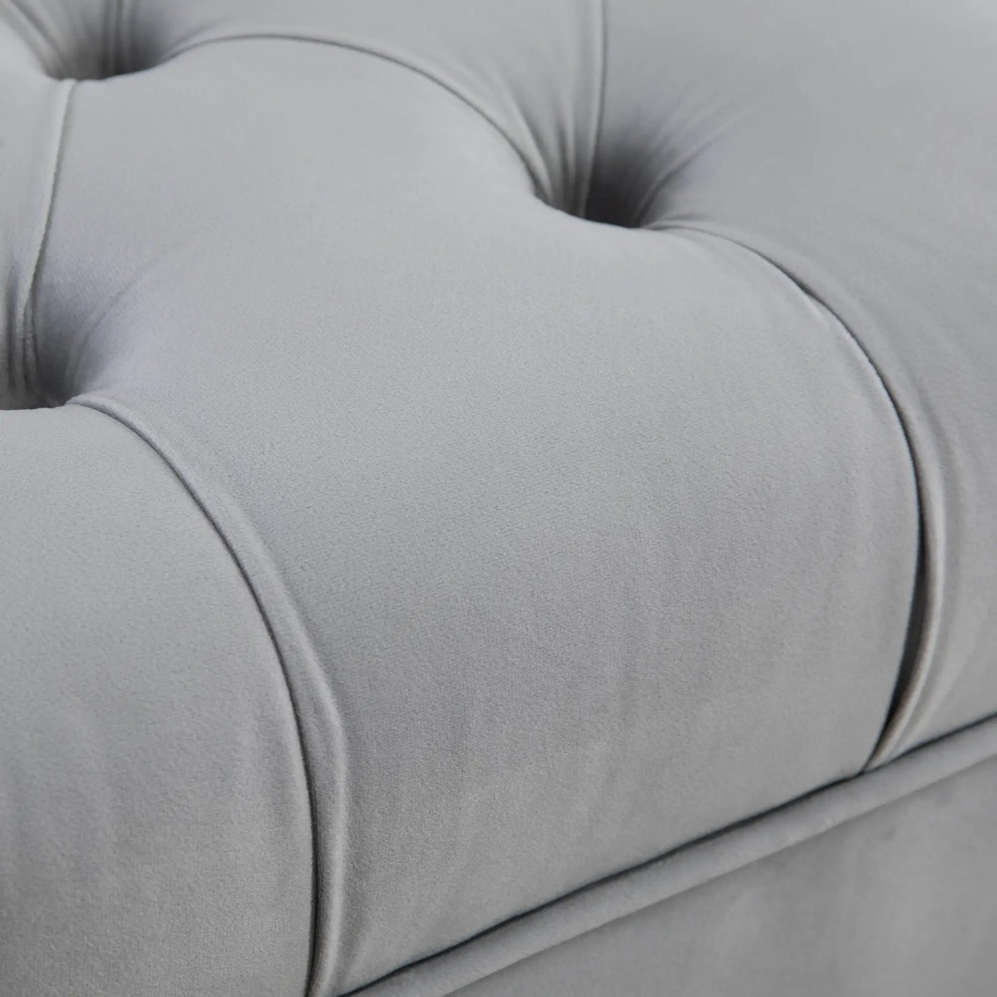 Upholstered End of Bed Bench, Button Tufted, Grey Storage Ottomans & Benches at Gallery Canada