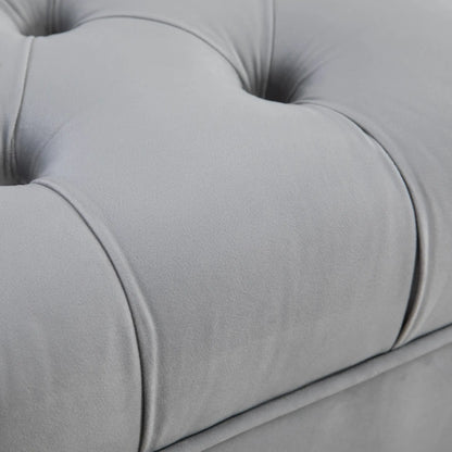 Upholstered End of Bed Bench, Button Tufted, Grey Storage Ottomans & Benches at Gallery Canada