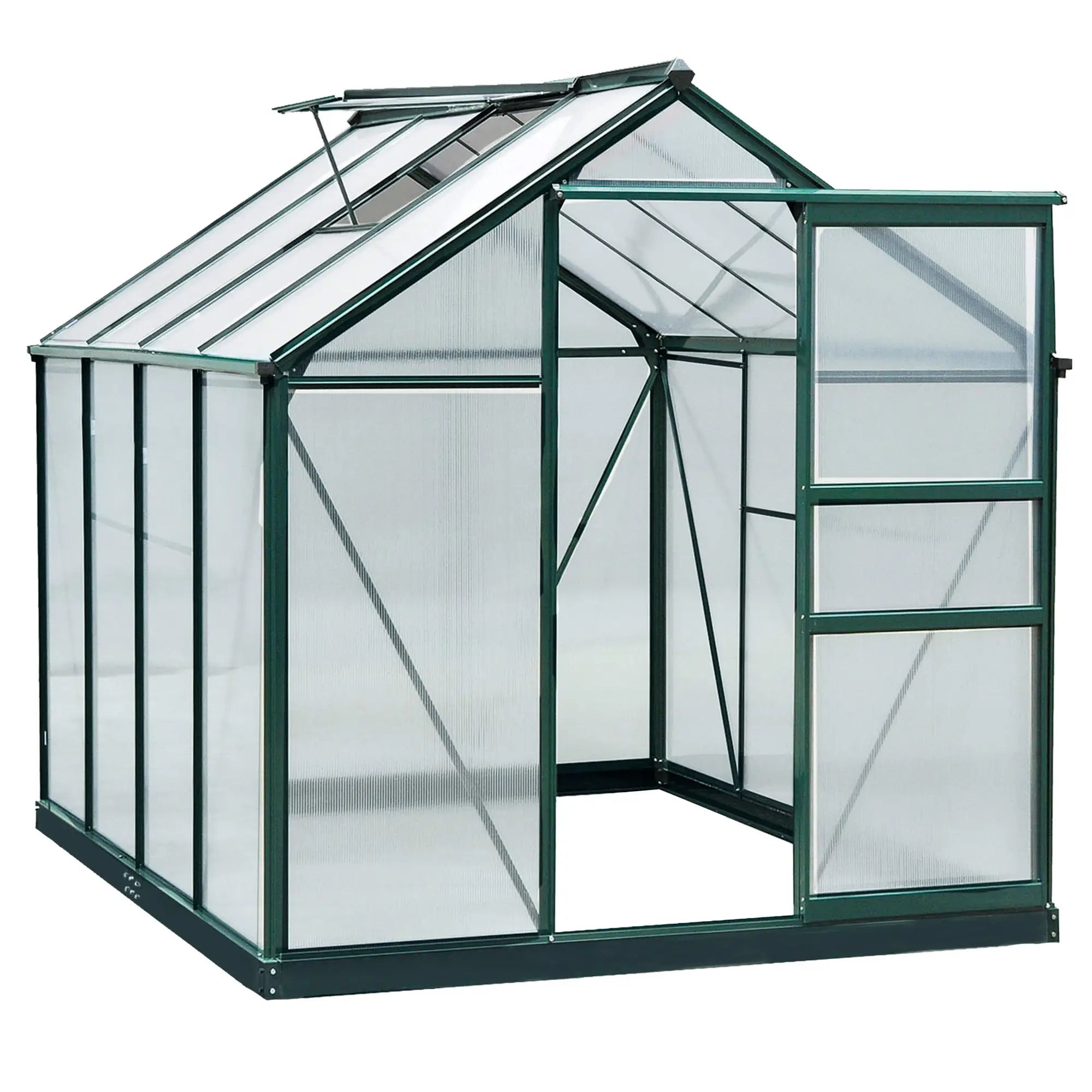 6.2' x 8.3' x 6.6' Polycarbonate Greenhouse, Walk-In w/ Slide Door, Clear Walk In Greenhouses Green, Clear at Gallery Canada