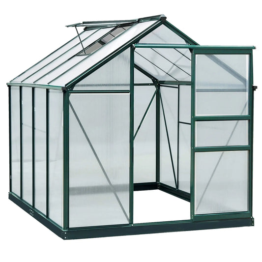 6.2' x 8.3' x 6.6' Polycarbonate Greenhouse, Walk-In w/ Slide Door, Clear Walk In Greenhouses Green, Clear at Gallery Canada