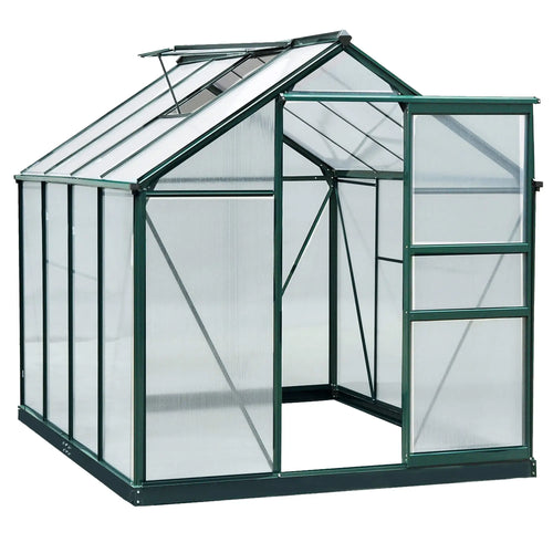 6.2' x 8.3' x 6.6' Polycarbonate Greenhouse, Walk-In w/ Slide Door, Clear