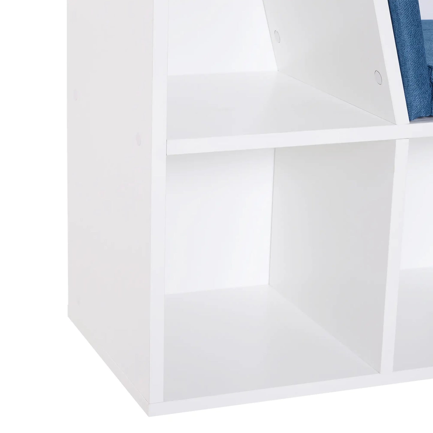 6-Cubby Bookcase with Seat Cushion, Cube Storage Shelf, Blue White Bookshelves at Gallery Canada