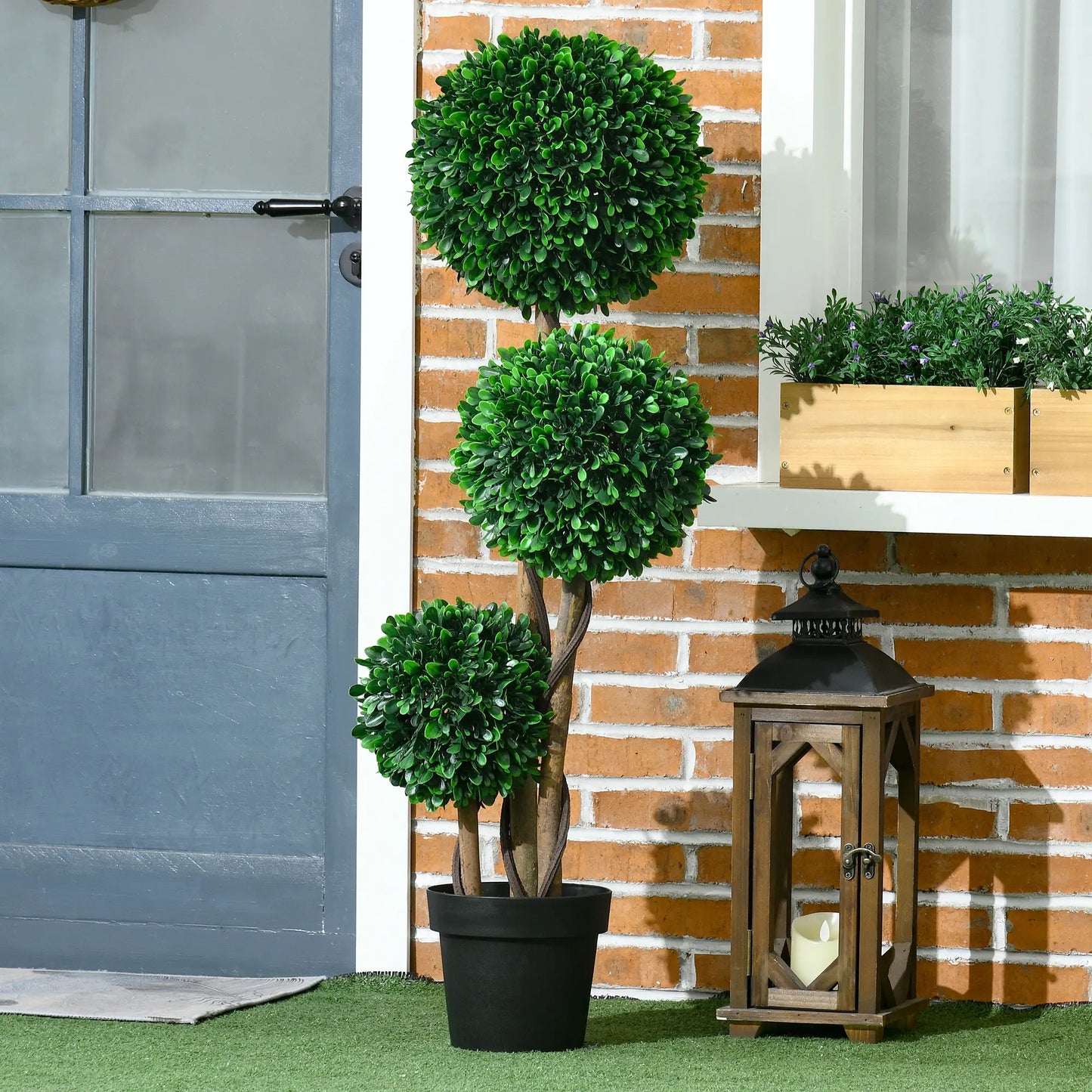 3.6ft Artificial Tree, Triple Ball Boxwood Topiary, Indoor Outdoor Artificial Trees at Gallery Canada