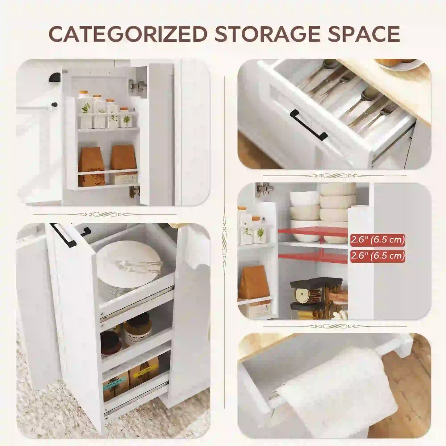 Kitchen Island on Wheels, Wood Drop Leaf, Charging Station, Adjustable Shelf, White Kitchen Islands & Kitchen Carts at Gallery Canada