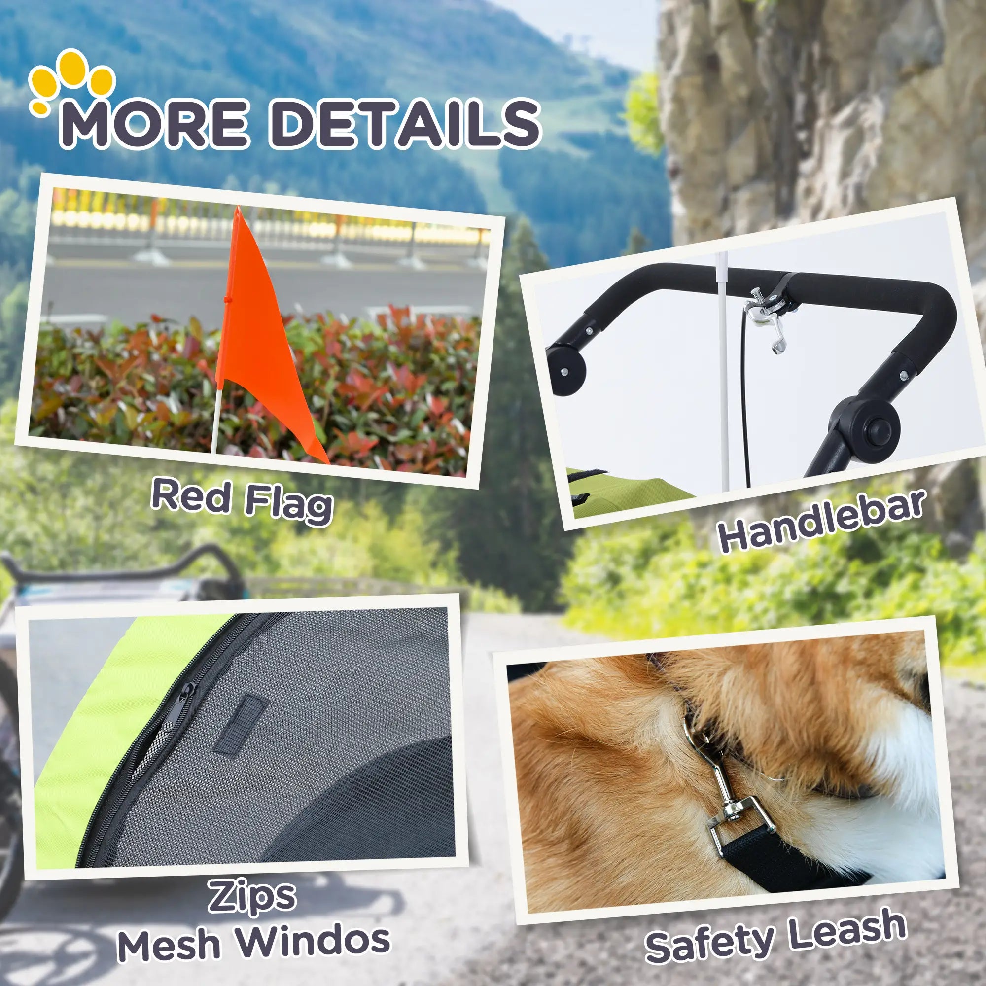 Dog Bike Trailer, 2-In-1, Suspension, Hitch, Storage Pockets, Green Dog Bike Trailers & Strollers at Gallery Canada
