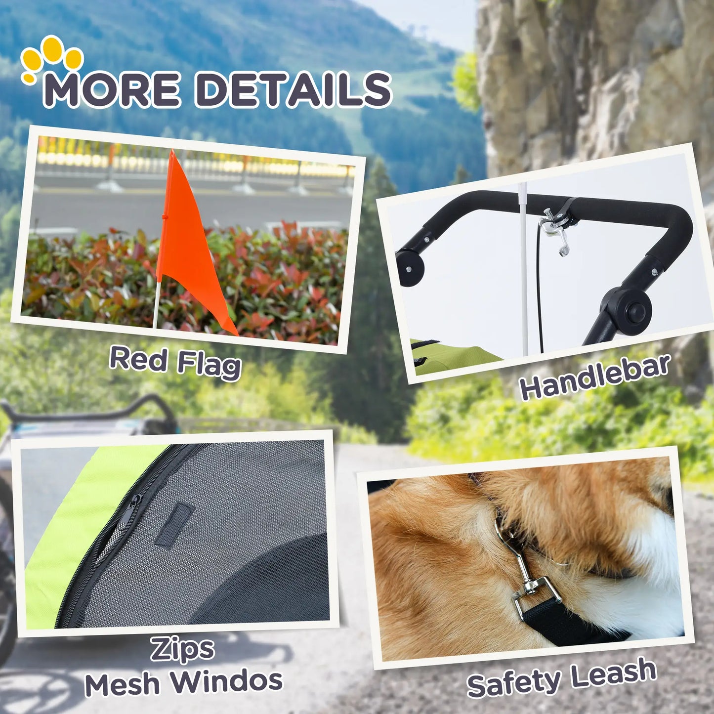 Dog Bike Trailer, 2-In-1, Suspension, Hitch, Storage Pockets, Green Dog Bike Trailers & Strollers at Gallery Canada