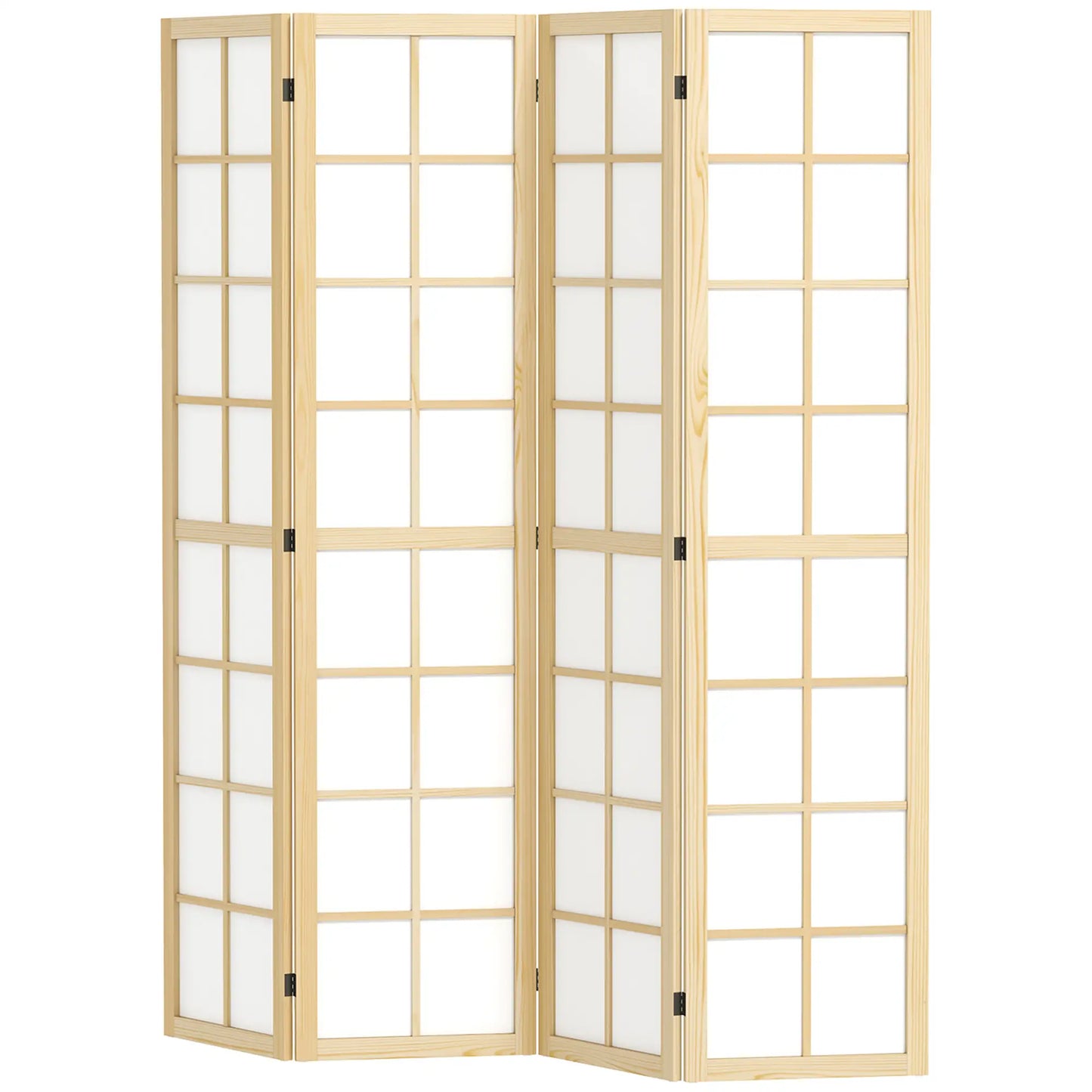 4 Panel Room Divider, 5.6 ft, Folding Partition for Home, Office, Bedroom Room Dividers Natural Wood, White at Gallery Canada