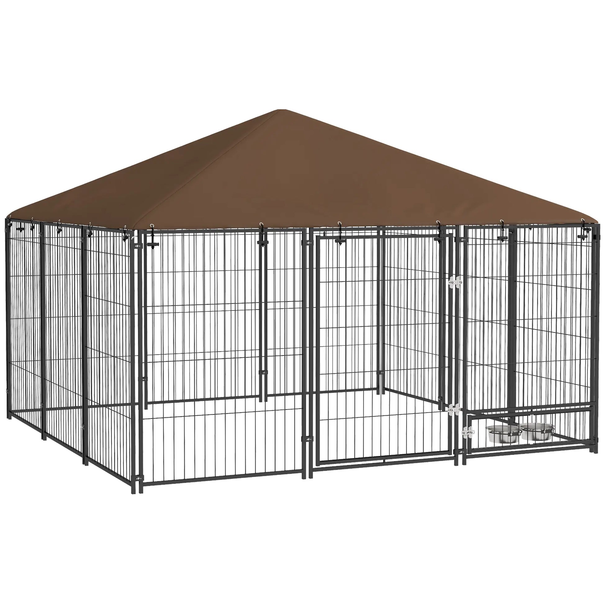6.9' x 6.9' x 5' Outdoor Dog Kennel, Canopy, Rotating Bowls, Coffee Houses, Kennels & Pens at Gallery Canada