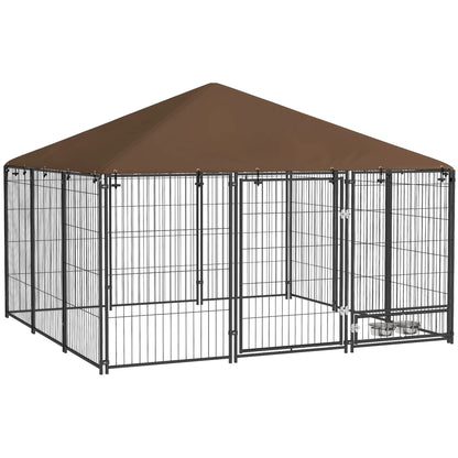 6.9' x 6.9' x 5' Outdoor Dog Kennel, Canopy, Rotating Bowls, Coffee Houses, Kennels & Pens at Gallery Canada