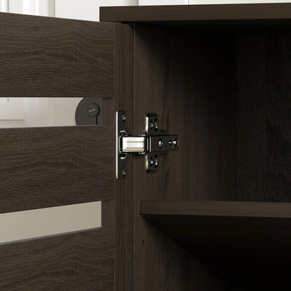 Narrow Shoe Cabinet, Slatted Doors, Adjustable Shelves, 20 Pairs, Dark Brown Shoe Storage Cabinets & Racks at Gallery Canada