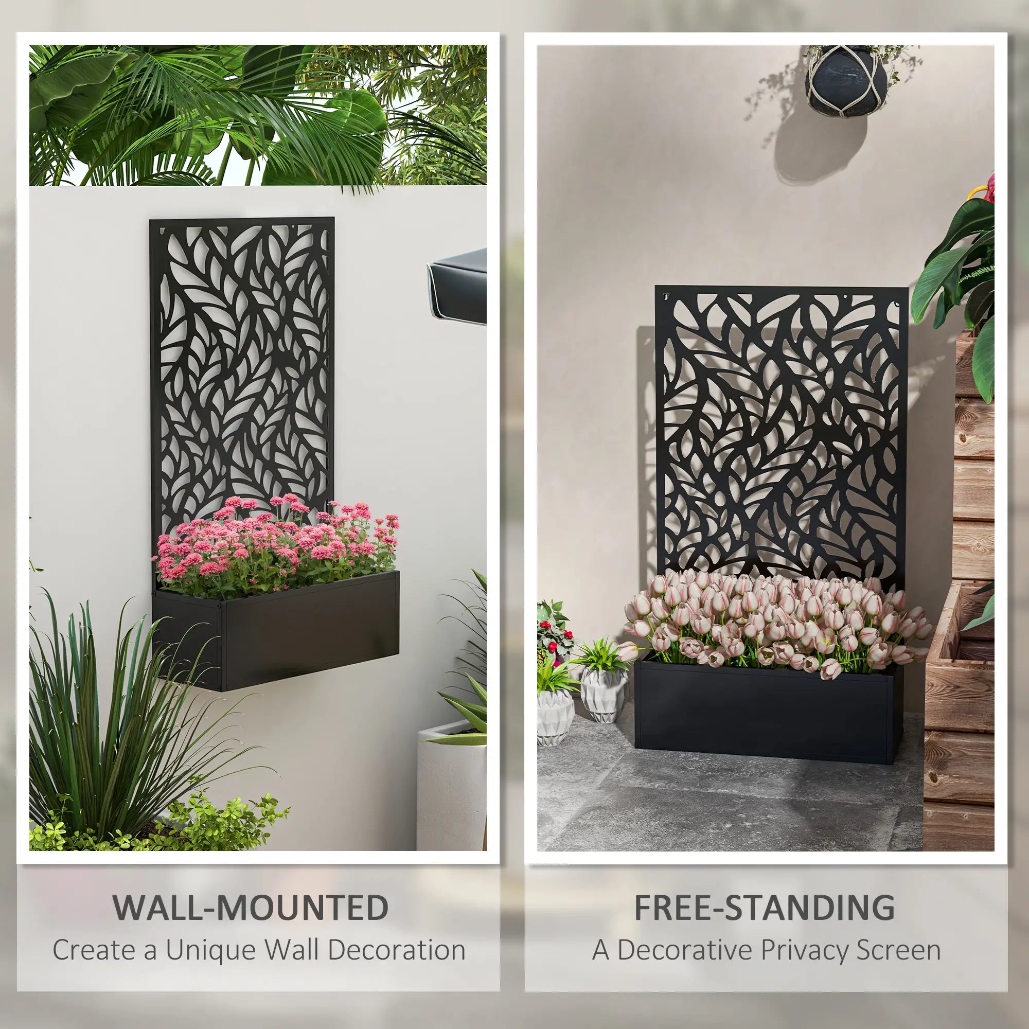 Metal Outdoor Privacy Screen, Raised Garden Bed, Wall Mount or Freestanding Galvanized Planter Boxes at Gallery Canada