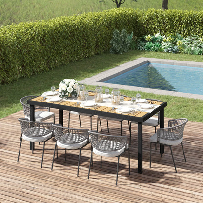 75" x 35" Outdoor Dining Table, Rectangular Aluminum Frame, All-Weather Faux Wood Top, Natural Patio Dinning Tables at Gallery Canada