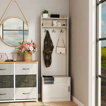 Rustic Hall Tree, Shoe Storage Bench, Coat Rack, Shelves, White Clothing Storage at Gallery Canada