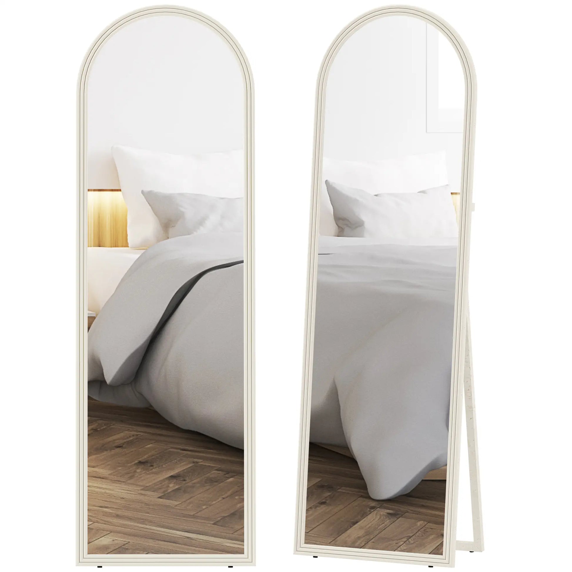 64" x 21" Full Length Mirror, Free Standing, Arched Body, White Full Length Mirrors at Gallery Canada