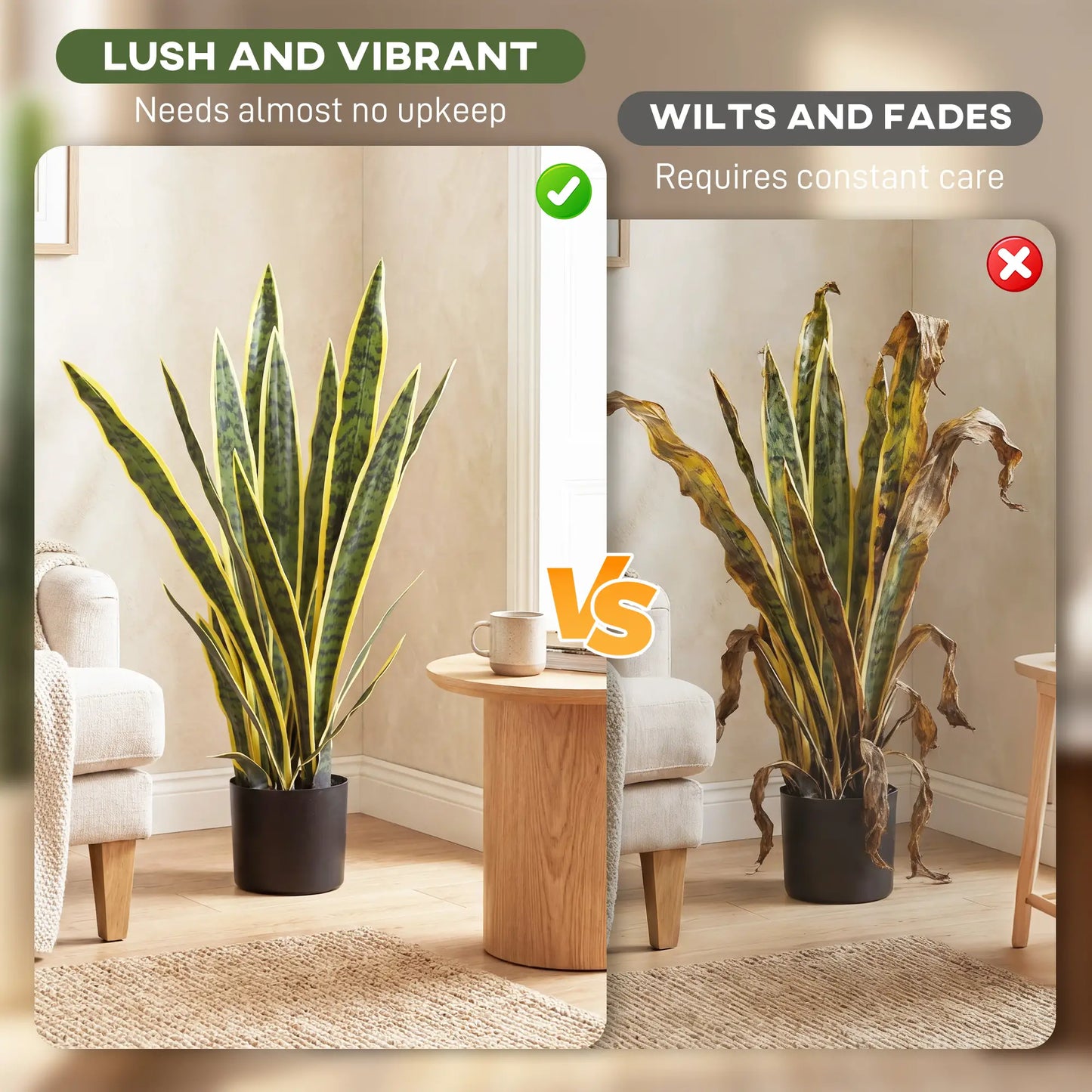 30" Artificial Snake Plant, 21 Leaves In Pot, Green Artificial Trees at Gallery Canada