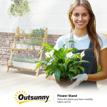 Foldable 3-Tier Wooden Plant Shelf, Outdoor Plant Stands at Gallery Canada
