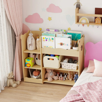 Kids Bookshelf Toy Storage Organizer, 3 Tier Montessori, Natural Bookshelves & Bookcases at Gallery Canada