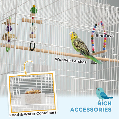 52" Bird Cage With Rolling Stand, Toys, For Budgies Canaries, White Bird Cages at Gallery Canada