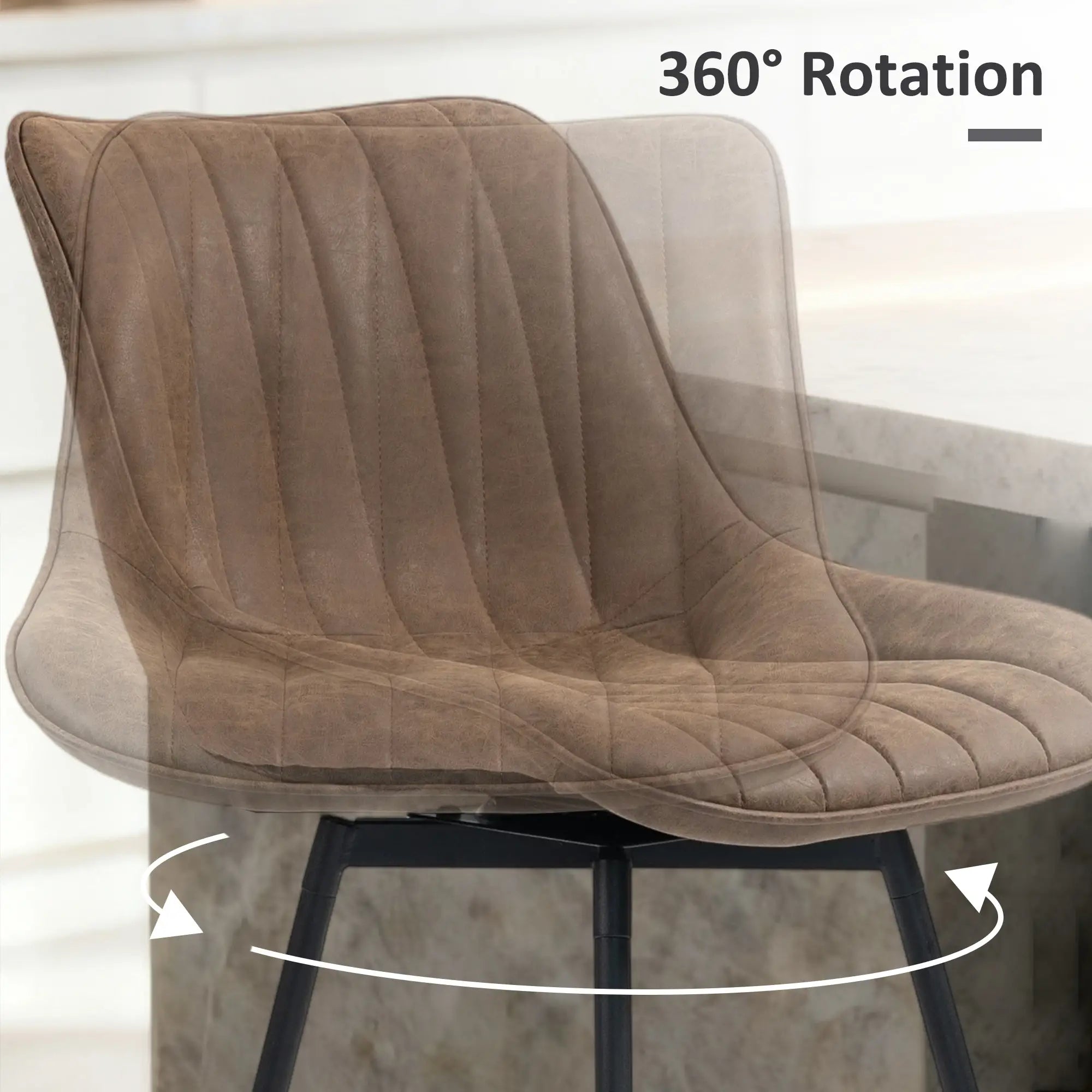 Set of 2 Counter Height Barstools, PU Leather, Brown Bar Stools at Gallery Canada