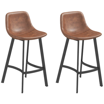 Counter Height Stools Set of 2, Upholstered Kitchen Stool with Back, Steel Legs Bar Stools at Gallery Canada